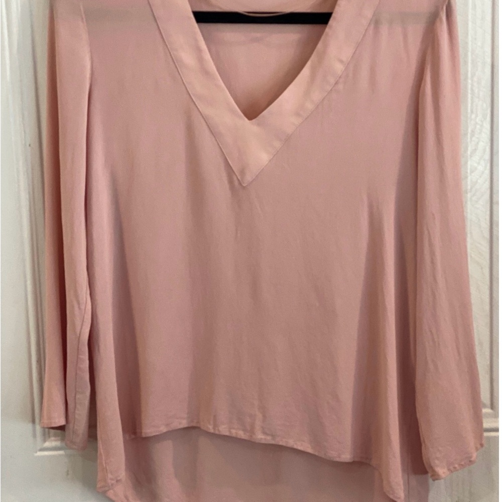 Zara Pink Asymmetrical 3/4 Sleeve Blouse. Sz M